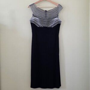 Vtg Creations Joseph Ribkoff Union Made Dress US 12 Black Mesh Satin Top Mature